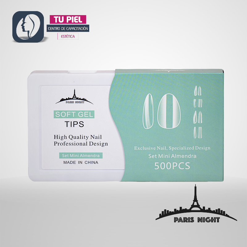 TIPS PRESS ON || SOFT GEL ALMENDRA TRANS MINI x500pcs EN CAJA - Imagen 1